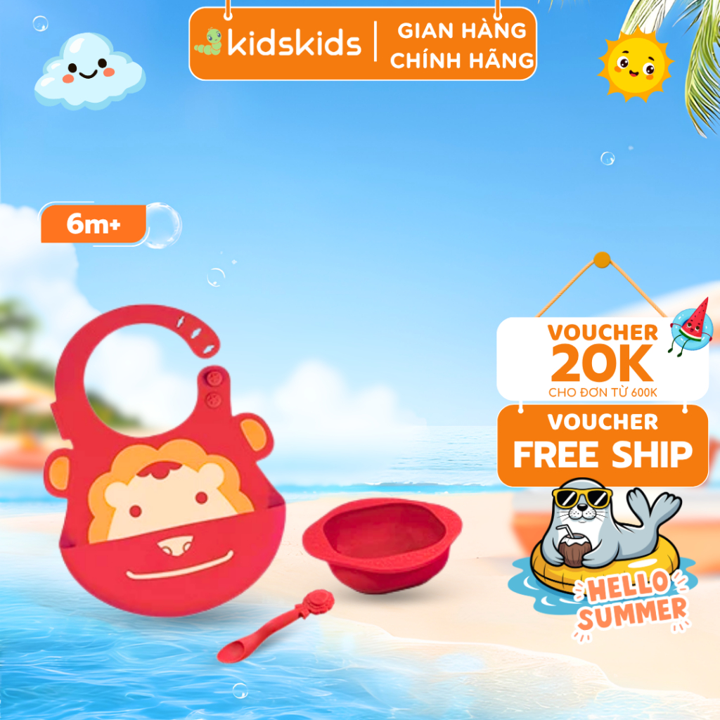 Bộ Đồ Dùng Ăn Dặm Silicon Baby Marcus & Marcus, Cho Bé Từ 6 Tháng - Marcus