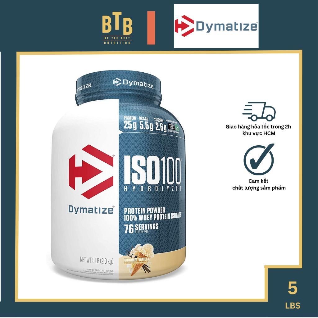 Bột đạm Dymatize ISO100 Hydrolized - 5lbs hỗ trợ tăng cơ