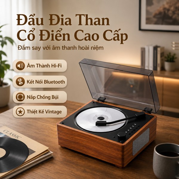Máy phát CD cổ điển loa bluetooth retro đầu đọc đĩa CD máy nghe nhạc vintage loa bluetooth phát nhạc