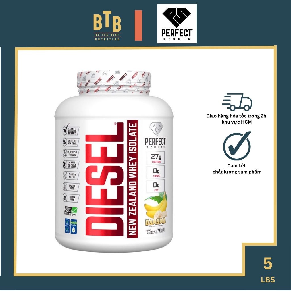 Bột protein Perfect Sports Diesel New Zealand Whey Isolate - 5lbs từ Canada 100% nguồn đạm từ Grass-