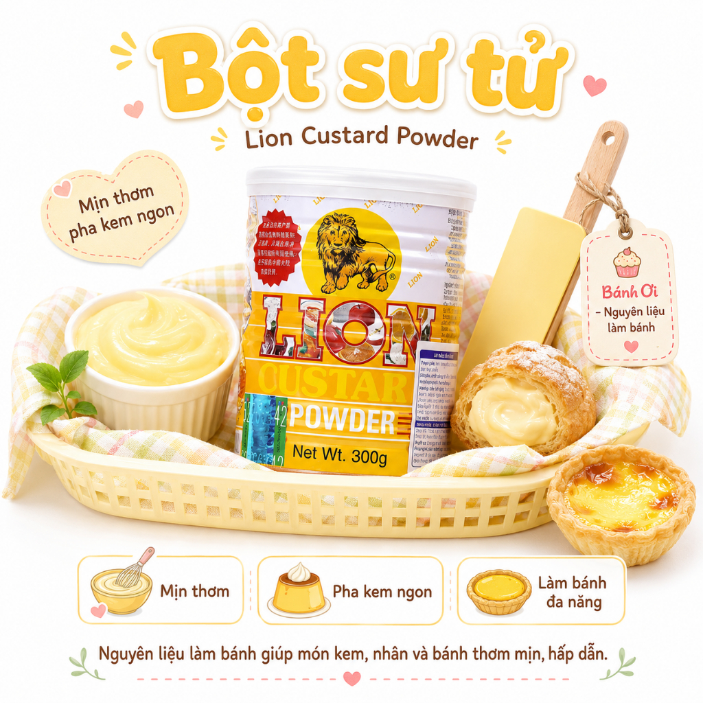 Bột sư tử/ bột trứng LION CUSTARD POWDER - lon 300gr