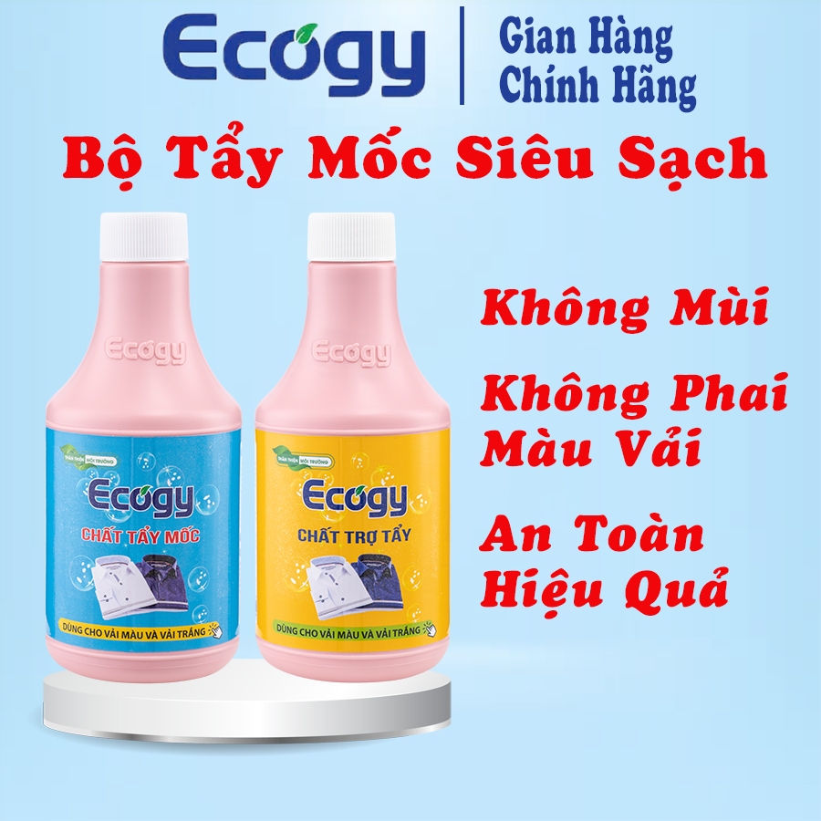 Bộ tẩy mốc siêu sạch Ecogy; hỗ trợ làm sạch mốc, thâm kim, vết két mồ hôi trên cả quần áo màu
