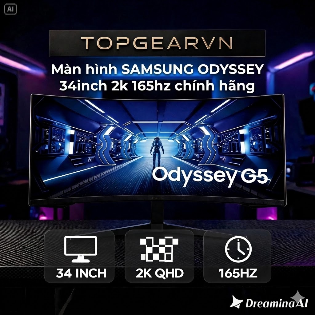 Màn hình Cong Gaming Samsung Odyssey LC34G55TWWEXXV | 34 inch 3,440 x 1,440 | 165Hz | 1ms | Bảo hành