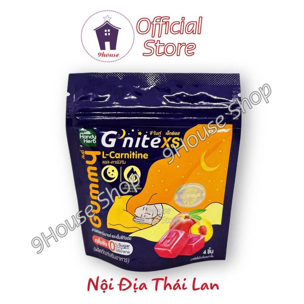 (Q1)(4 viên) 01 Gói Kẹo Dẻo Ngủ Ngon Trái Cây Kyoho G’Nite Gummy Handy Herb Thailand 24gram
