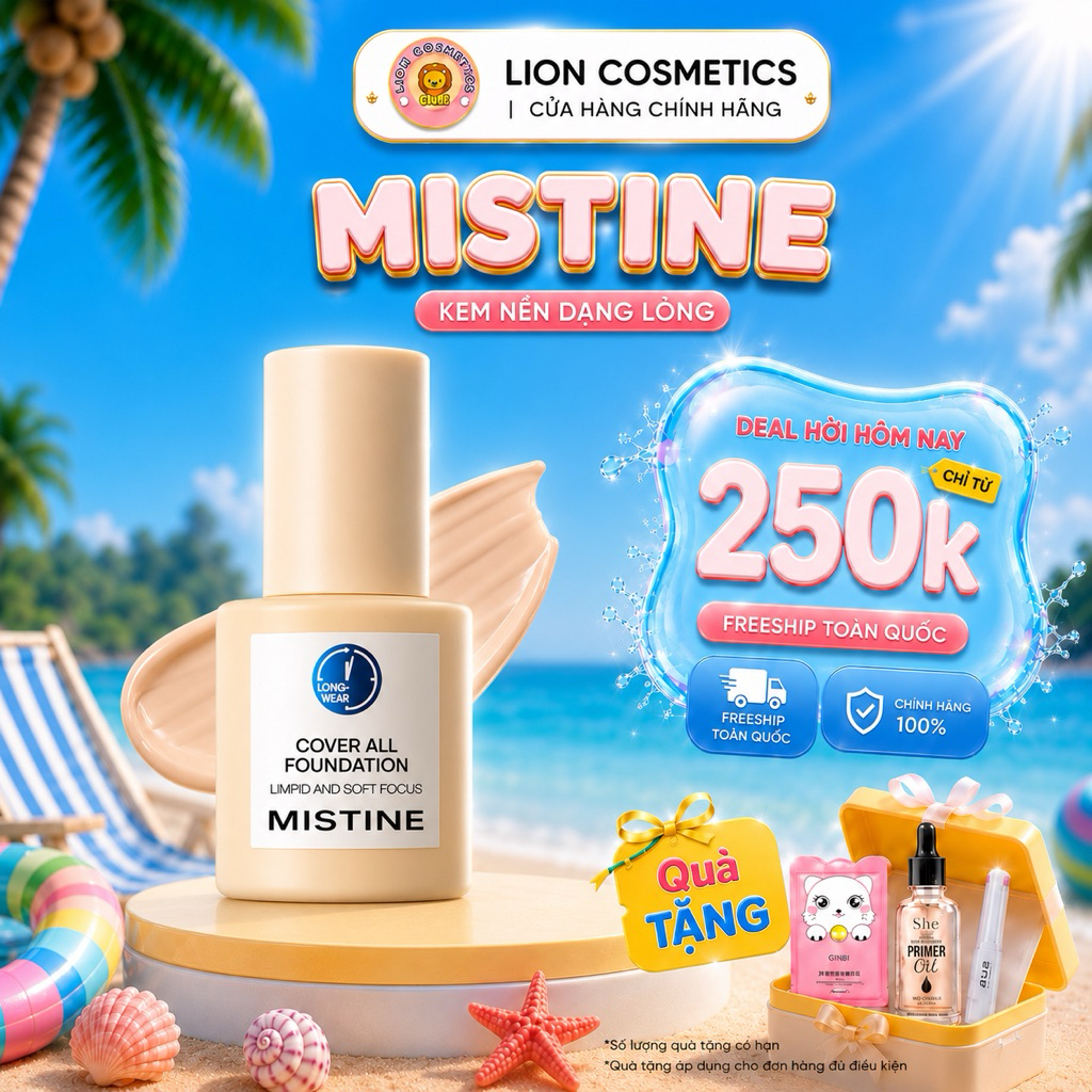 [MISTINE]  Kem Nền Dưỡng Ẩm Mistine Dạng Lỏng 30g Che Phủ Khuyết Điểm Làm Kiềm Dầu Không Xuống Tone