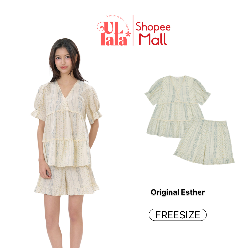 Ullala Pajamas Esther Bộ ngủ mặc nhà nữ Ngắn tay Freesize