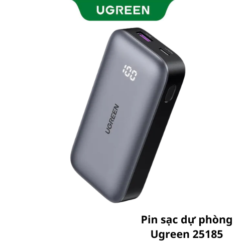 Pin sạc dùng cho điện thoại, 10000mAh Li-ion, màu ghi 2 cổng đầu ra Ugreen 25185 PB502