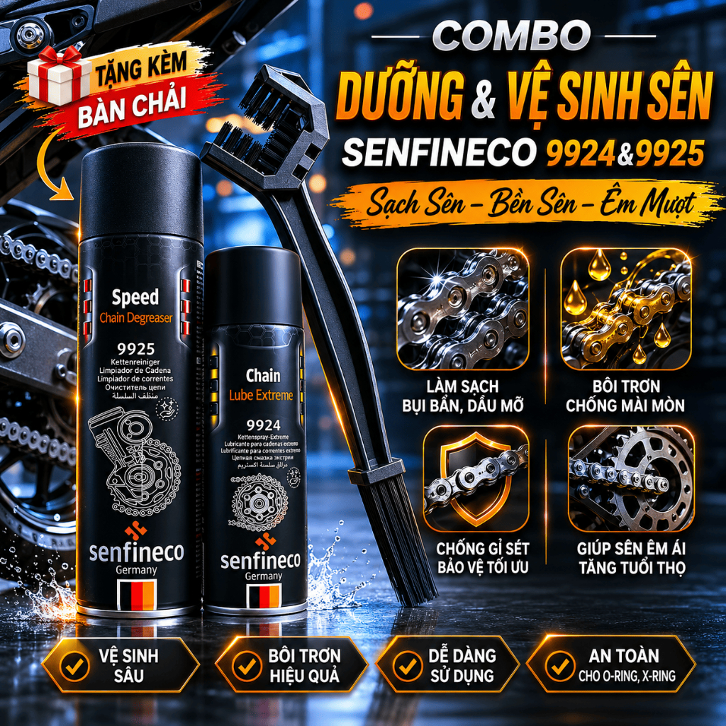 Combo Dưỡng Vệ Sinh Sên Mỡ Bò Xanh Cao Cấp Senfineco 9924 & Senfineco 9925 tặng kèm bàn chải