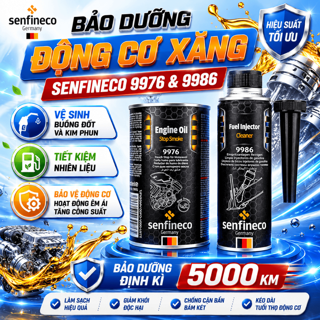 Combo Bảo Dưỡng Động Cơ Xăng Senfineco 9986 & Senfineco 9976 giúp vệ sinh + tiết kiệm nhiên liệu