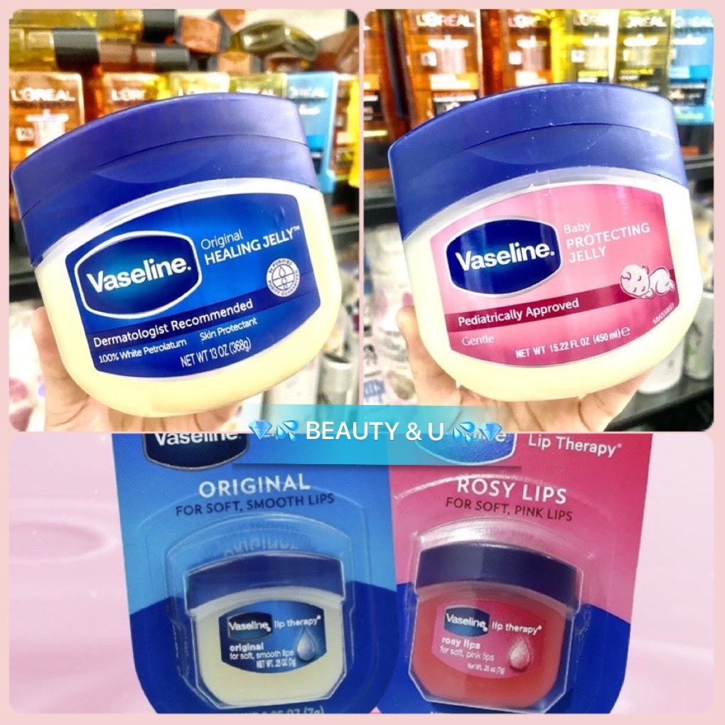 Sáp Dưỡng Ẩm Đa Năng Vaseline Jelly hủ hồng xanh bản Mỹ hoặc Ấn - sáp Vaseline