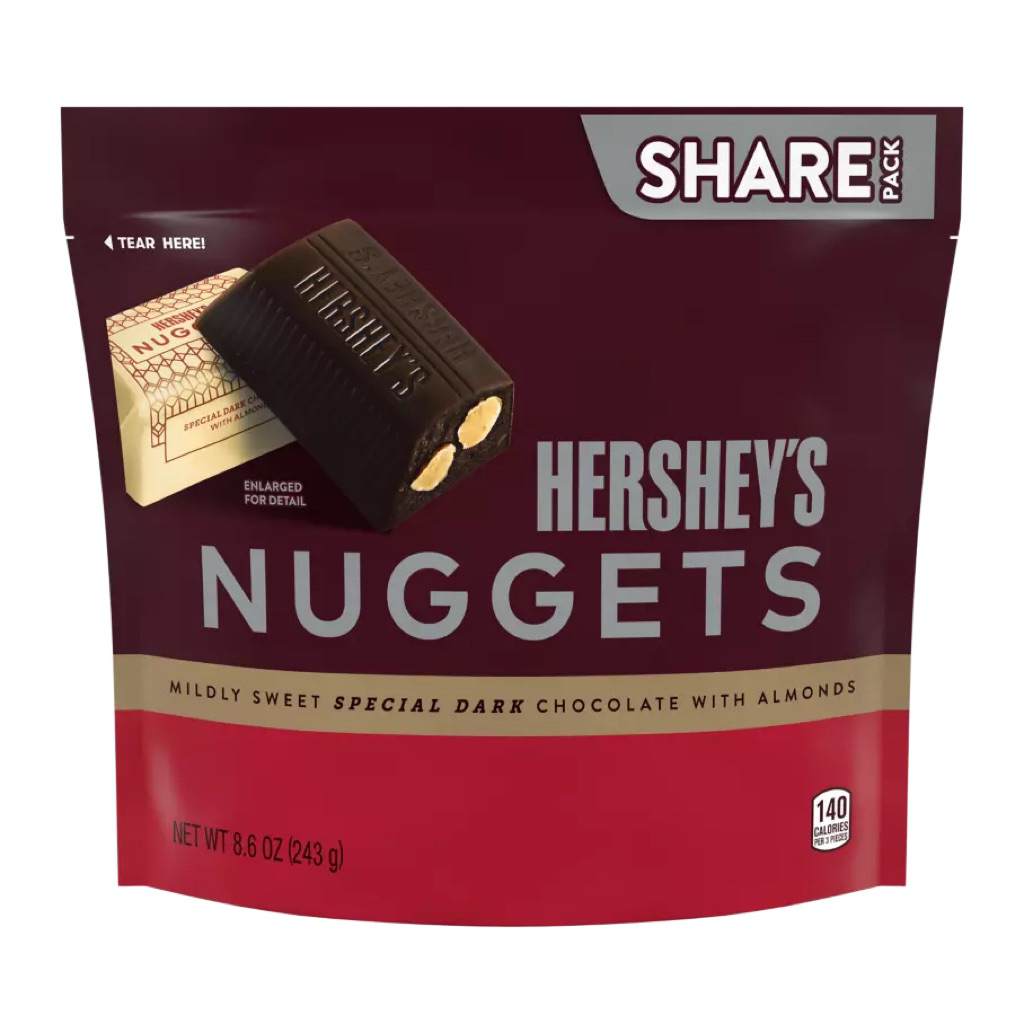 Socola nguyên chất hạnh nhân Hershey's Nuggets Special Dark Mildy Sweet Chocolate with Almonds gói 2