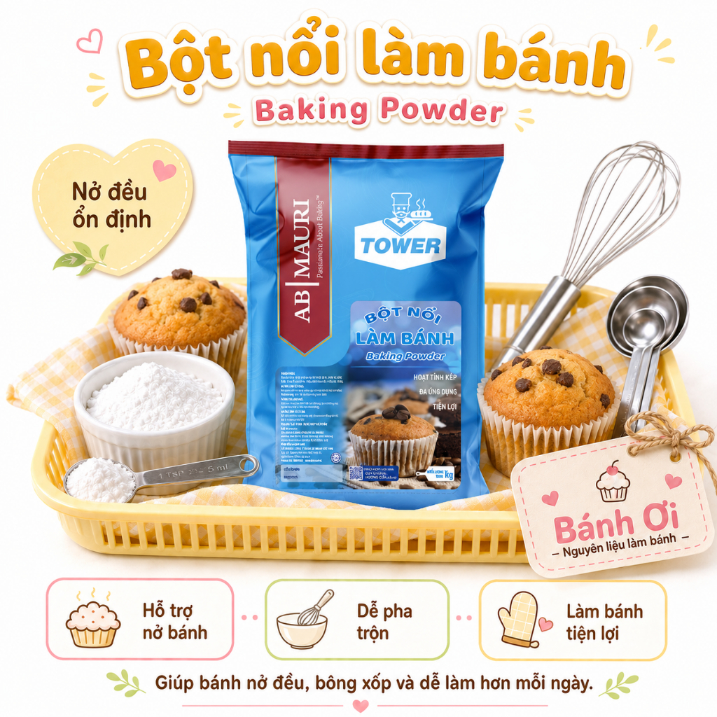 Bột nổi, Bột nở, Baking Powder, Bột Nổi Mauri Baking Powder Làm Bánh Bông Lan, Bánh Bao, Muffin