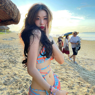 Bikini set 3 món cam xanh