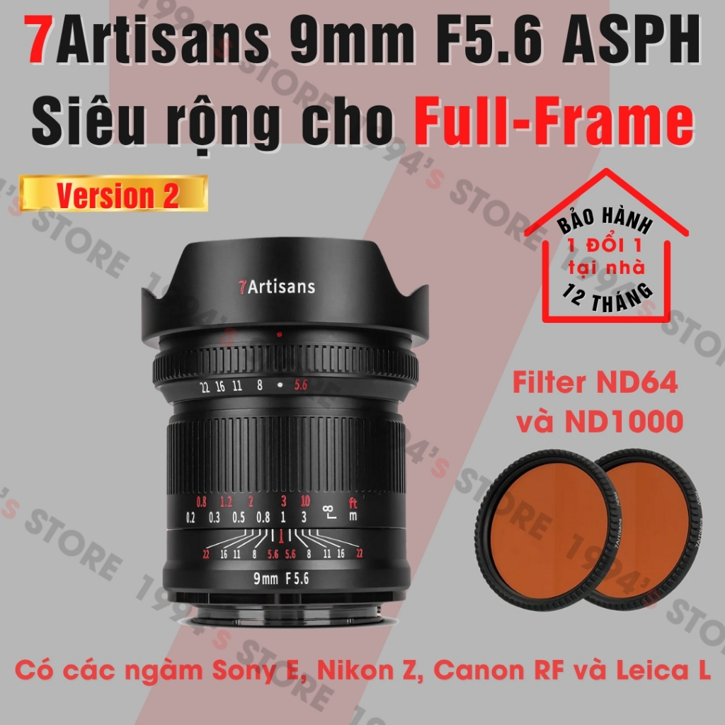Ống kính 7Artisans 9mm F5.6 Mark II Ultra Wide cho Full-Frame - Lens siêu rộng cho Sony FE/E, Nikon 