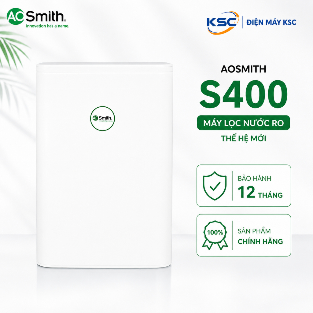 Máy Lọc Nước AOSmith S400 Chính Hãng | RO Side Stream 2.0 | Không Bình Chứa | Đặt Gầm Cao Cấp