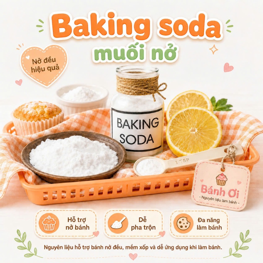Bột Baking Soda, Muối Nở Baking Soda Làm Bánh - Hộp 454GR - Muối Nở làm bánh