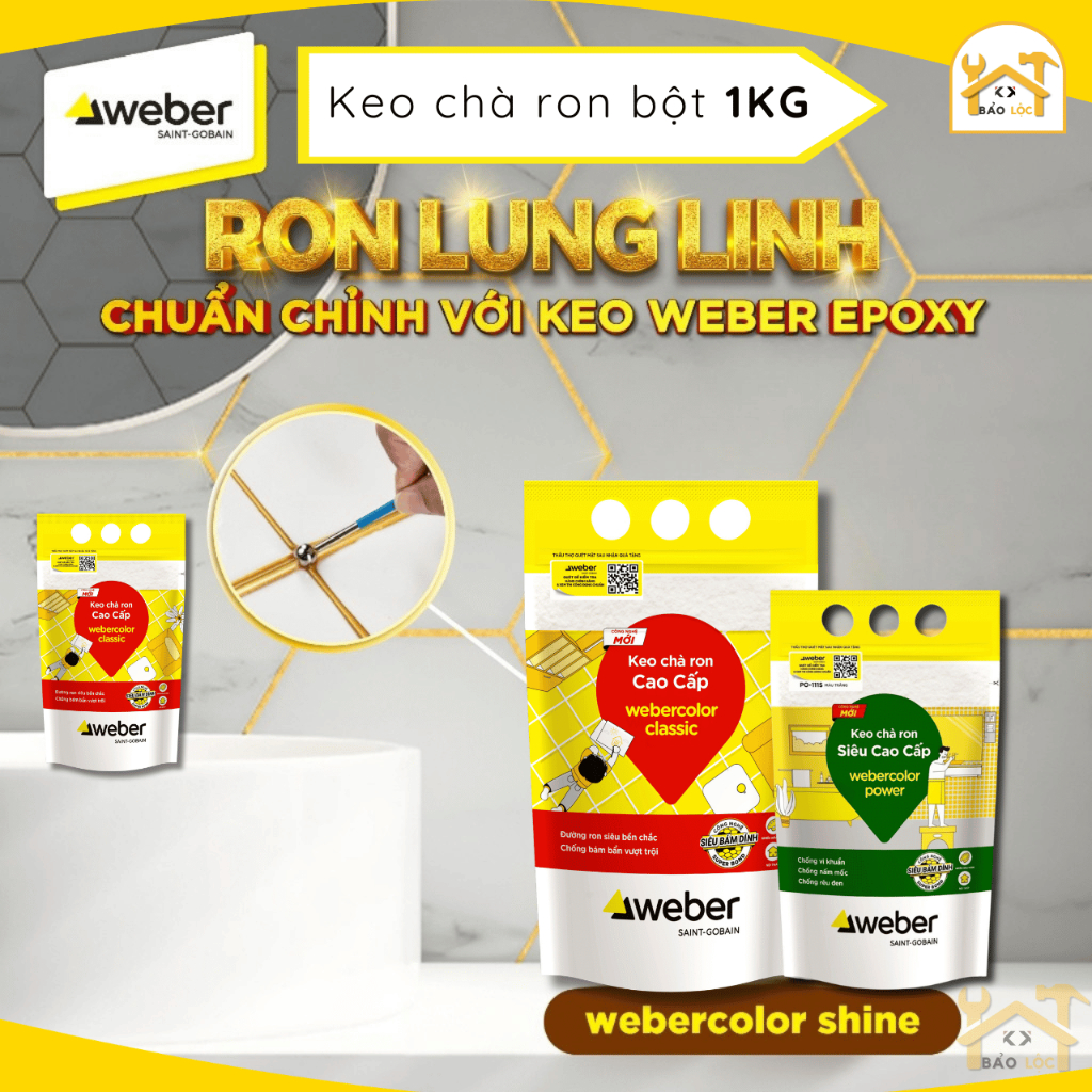 Keo chà ron, Keo chít mạch Weber.Color Classic (NHIỀU MÀU) (Loại Thông dụng của Weber) ron gạch nền.