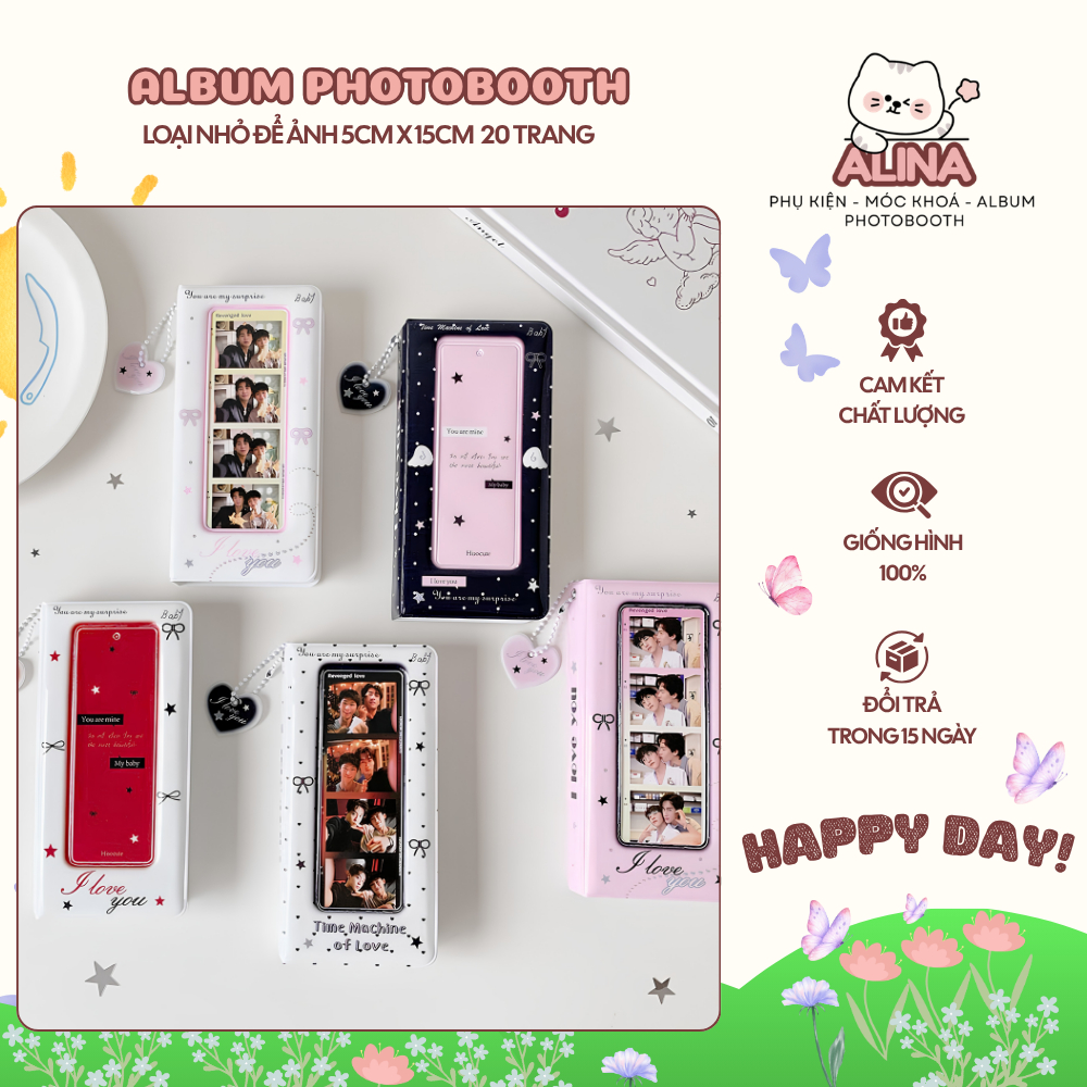Album Photobooth, Album PhotoStrip Nhỏ, Album Ảnh, The Alina Studio - Chứa 40 Ảnh Nhỏ 5x15cm
