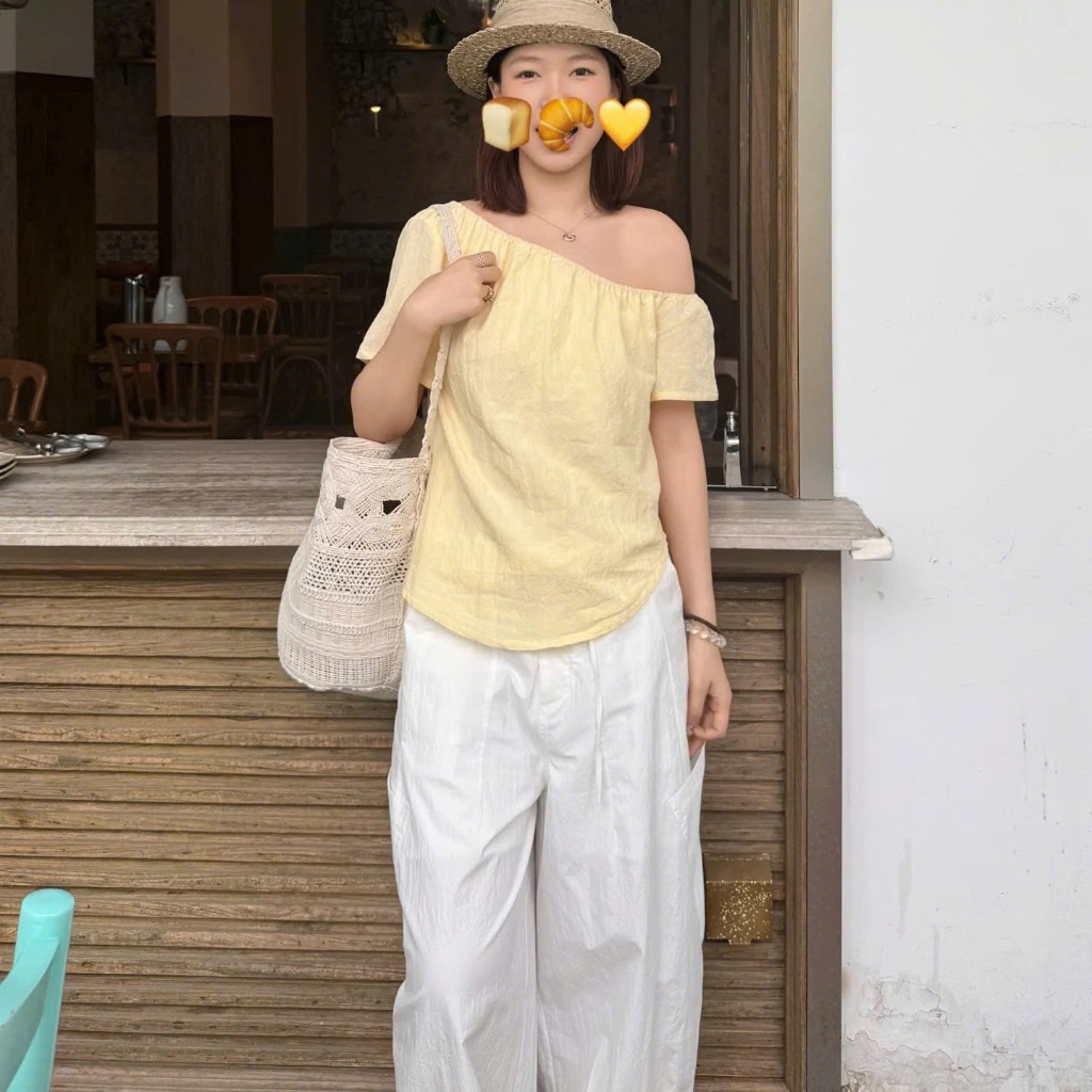 𝗖𝗮𝗹𝗶 𝗟𝗶𝗻𝗲𝗻 -|BEELY| - Áo Linen lệch vai