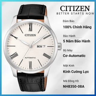 Đồng hồ nam citizen automatic dây da nh8350-08a - mặt trắng