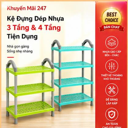 【MỚI】 Kệ Để Giày Dép NHỰA 3 Tầng HOẶC 4 TẦNG TÙY CHỌN, Kệ Dép Kệ Sách Nhựa Đẹp Bền Màu