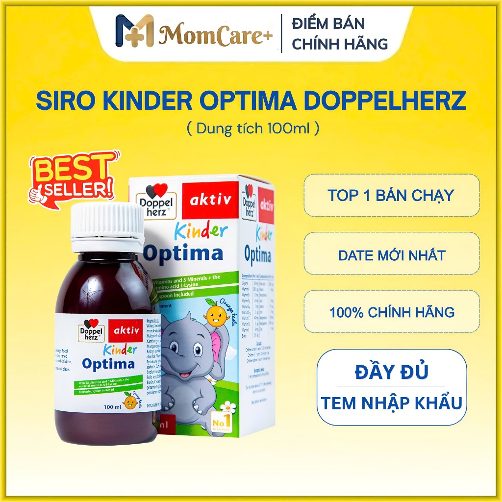 Siro ăn ngon, cải thiện tầm vóc cho bé Doppelherz Aktiv Kinder Optima (Chai 100ml)