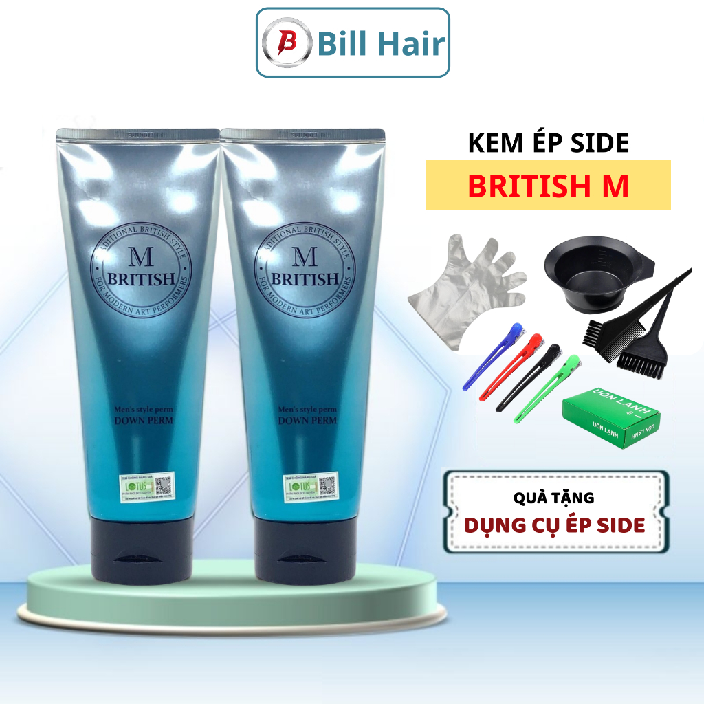 Thuốc ép Side tóc nam BRITISH M Men's Style Down Perm, kem ép side tóc nam chuyên nghiệp chai 120g