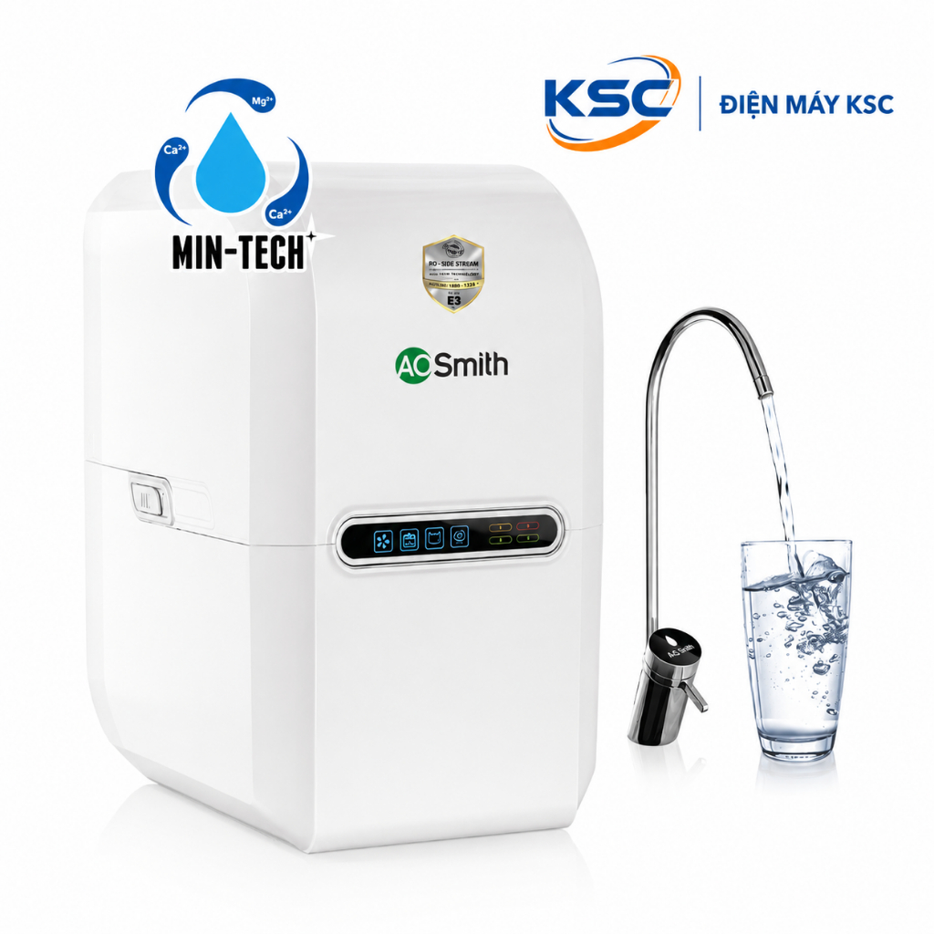 Máy Lọc Nước AOSmith E3 Chính Hãng | RO Side Stream | Min-Tech Bổ Sung Khoáng | Đặt Gầm