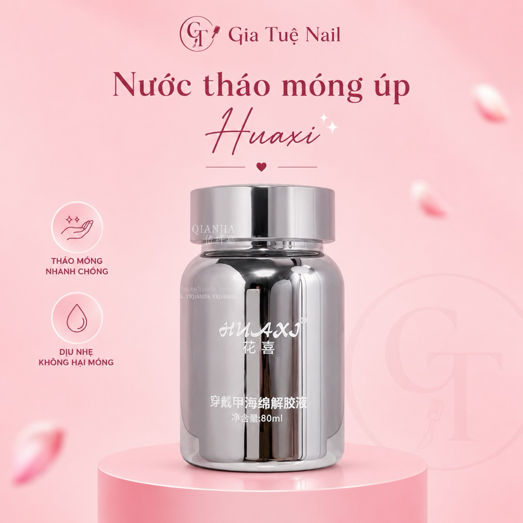 Tháo móng úp Huaxi 80ml, tháo móng giả, móng úp