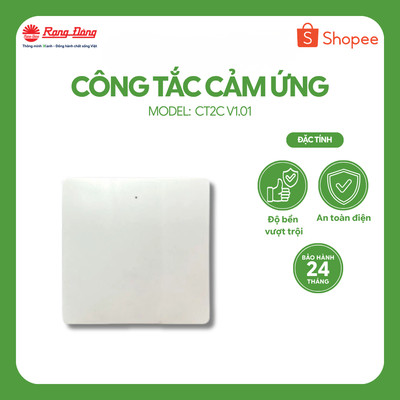 Công tắc 2 chiều không dây Rạng Đông Model: CT2C V1 điều khiển on/off