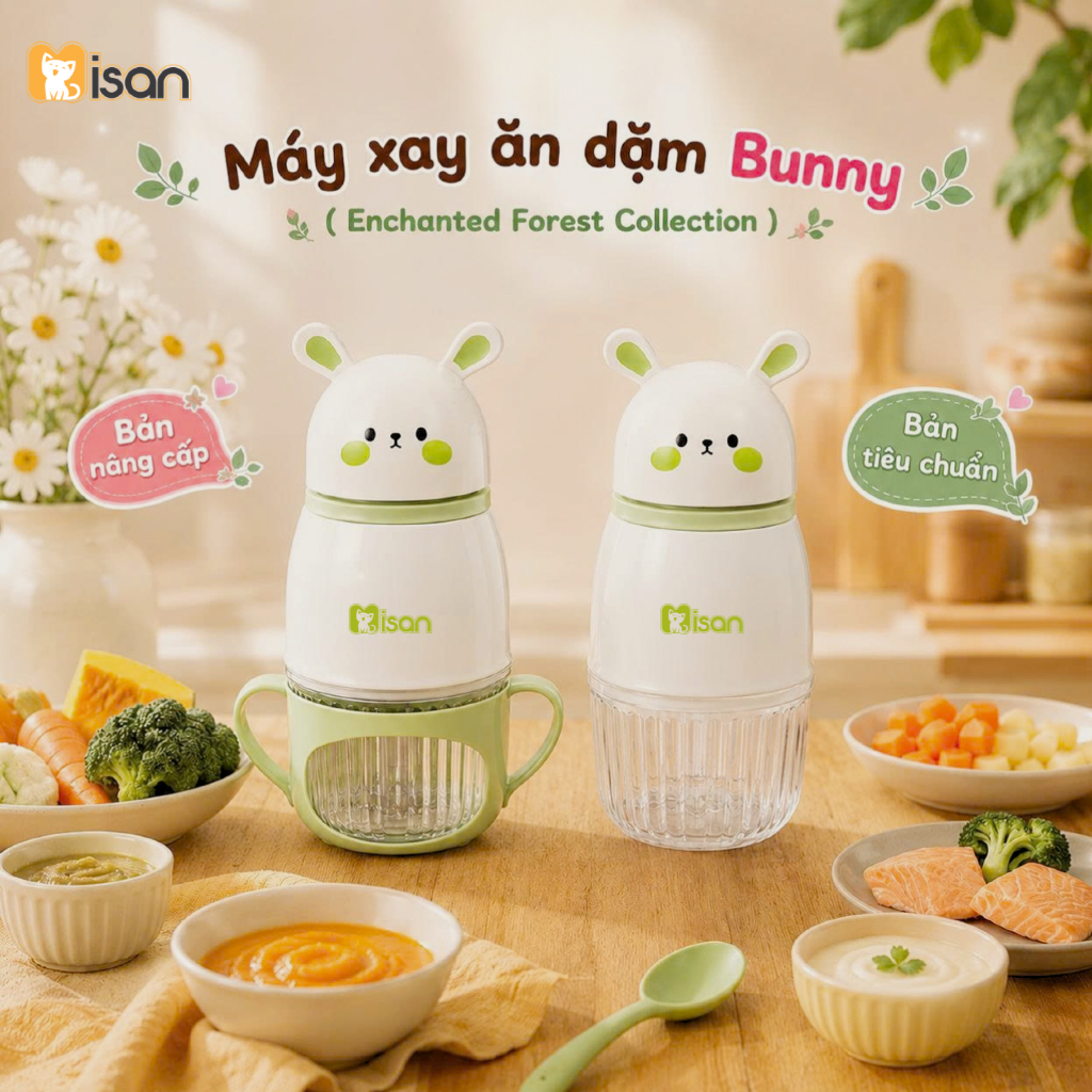 [Misan] - Máy xay ăn dặm thỏ Bunny Enchanted Forest Misan 300ml xinh xắn say thức ăn cho bé