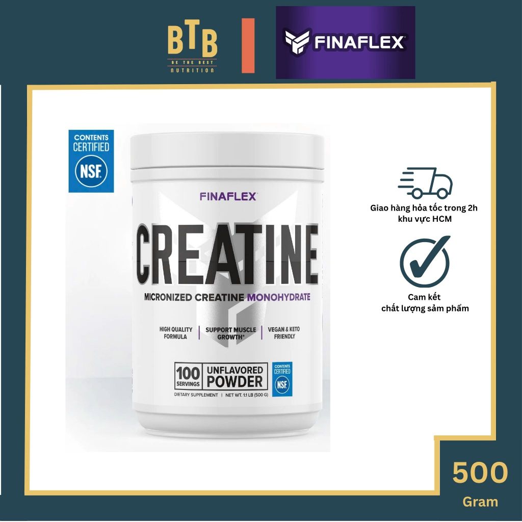 Bột tăng sức mạnh Finaflex Creatine - 500g 100% Micronized Creatine Monohydrate