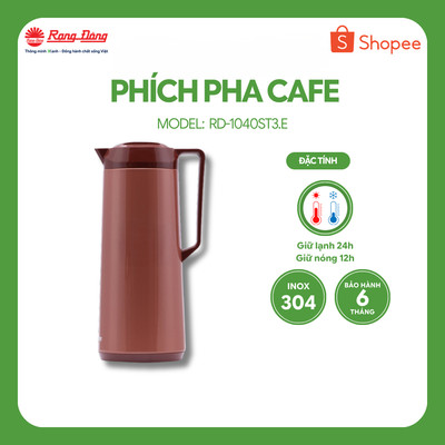 Phích Café chính hãng 1 Lít Vỏ Inox RẠNG ĐÔNG Model: RD 1040 ST3.E