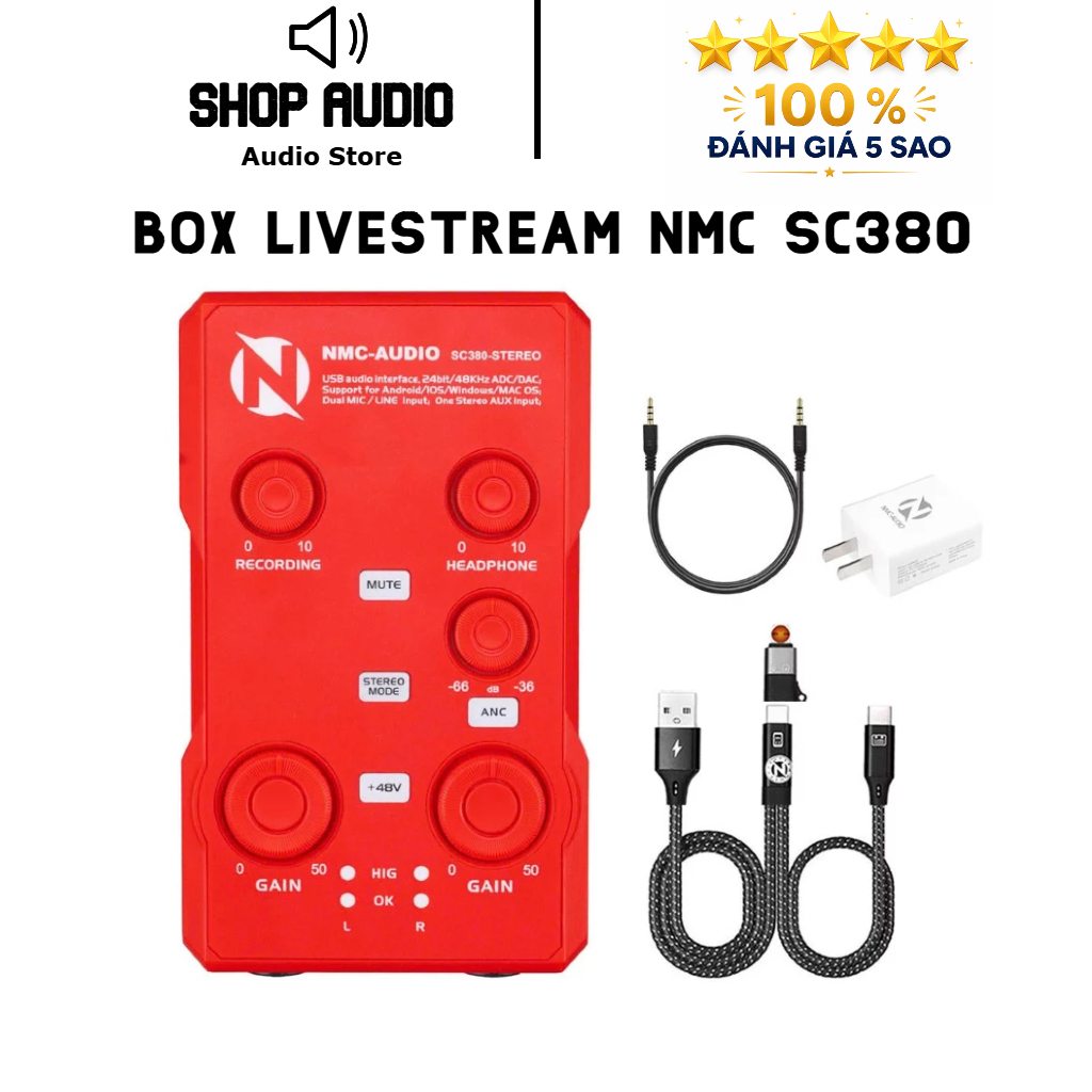 [Chính Hãng] Box Livestream Stereo NMC-AUDIO SC380 - PK Đàm Thoại 2 Chiều Vừa Live Vừa Sạc Tích Hợp 