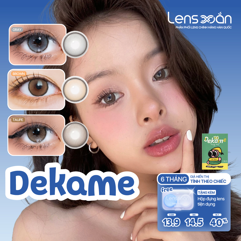 Kính áp tròng cận 6 tháng LENS XOẮN lens giãn tròng có viền trong veo sáng to mắt 14.5 Hàn Quốc ISHA