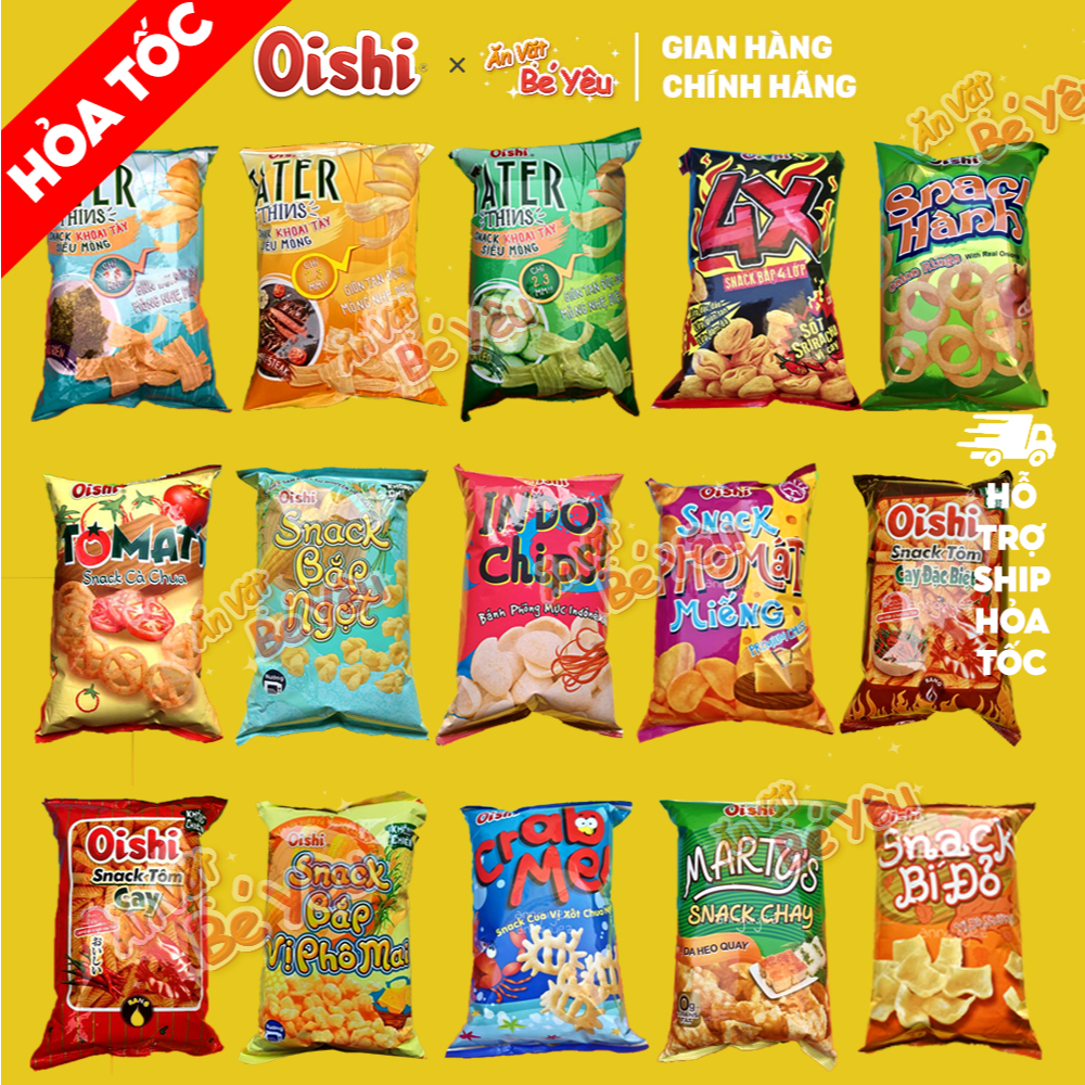 [Hỏa Tốc 68g] Bim Bim Oishi 68g Đủ Vị - Bánh Snack Ăn Vặt Nhiều Loại Gói Siêu To Khổng Lồ