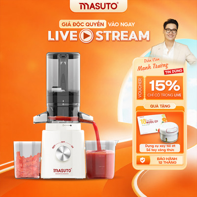 Máy Ép Chậm Masuto  Ms Healthy Ép Trái Cây Nguyên Quả Kiệt Bã Dung Tích 0,6L Làm Nước Ép