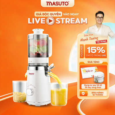 Máy ép chậm Masuto MS Fresh công suất 150W - Ép Nguyên Quả Kiệt Bã, Ép Cần Tây, Rau Củ, Làm Kem