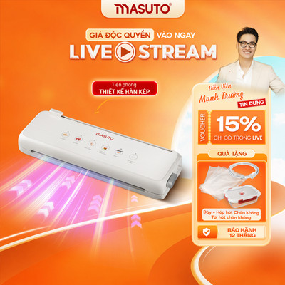 Máy Hút Chân Không Thực Phẩm Masuto MSSMaster  Không Kén Túi, Công Suất Lớn 240W, Lực Hút Mạnh, Đường Hàn Kép