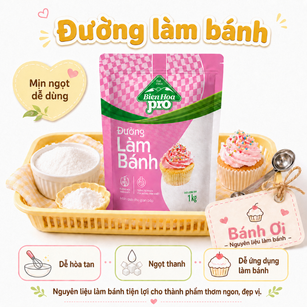 Đường xay, Đường Bột Làm Bánh Biên Hòa, Icing Sugar Đường Xay Mịn Làm Kem, Bánh Quy