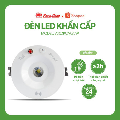 Đèn LED Âm trần Rạng Đông Downlight Khẩn cấp 5W Model: BD AT07 KC 90/5W