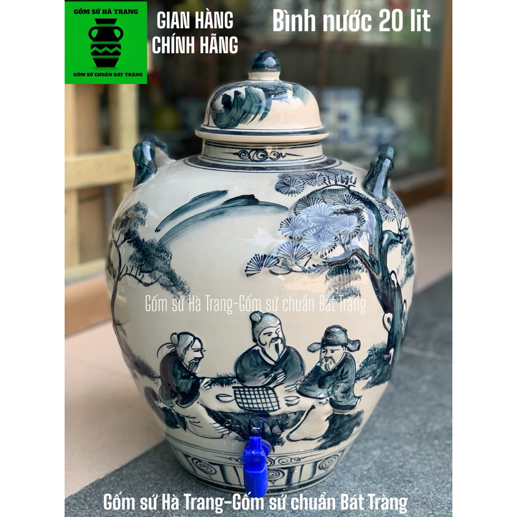Bình nước dung tích 20 lít , 10 lit , 15lit , 30 lit , 40 lit gốm sứ Bát Tràng cao cấp vẽ thủ công