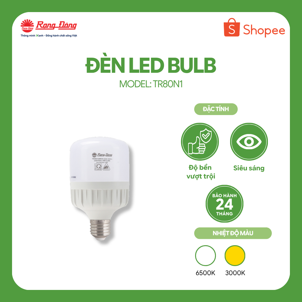 Bóng đèn LED BULB Trụ 20W Rạng Đông