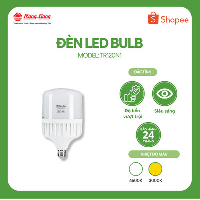 Bóng đèn LED BULB Trụ Nhôm 40W Rạng Đông