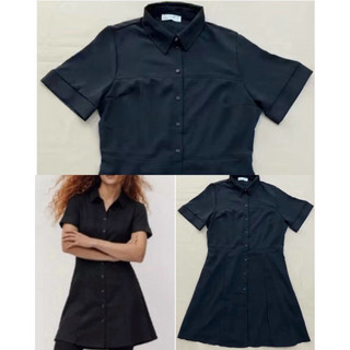 (D930) Đầm sơ mi vải đũi màu đen ( Size 42 ) - Thanh lý vnxk