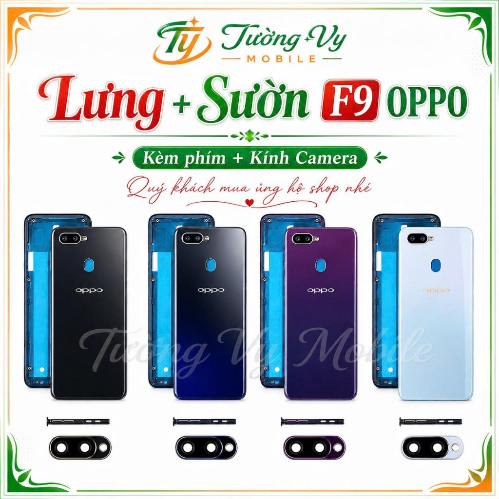 Vỏ Lưng + viền Oppo F9 (Kèm Kính Camera + phím khay sim)