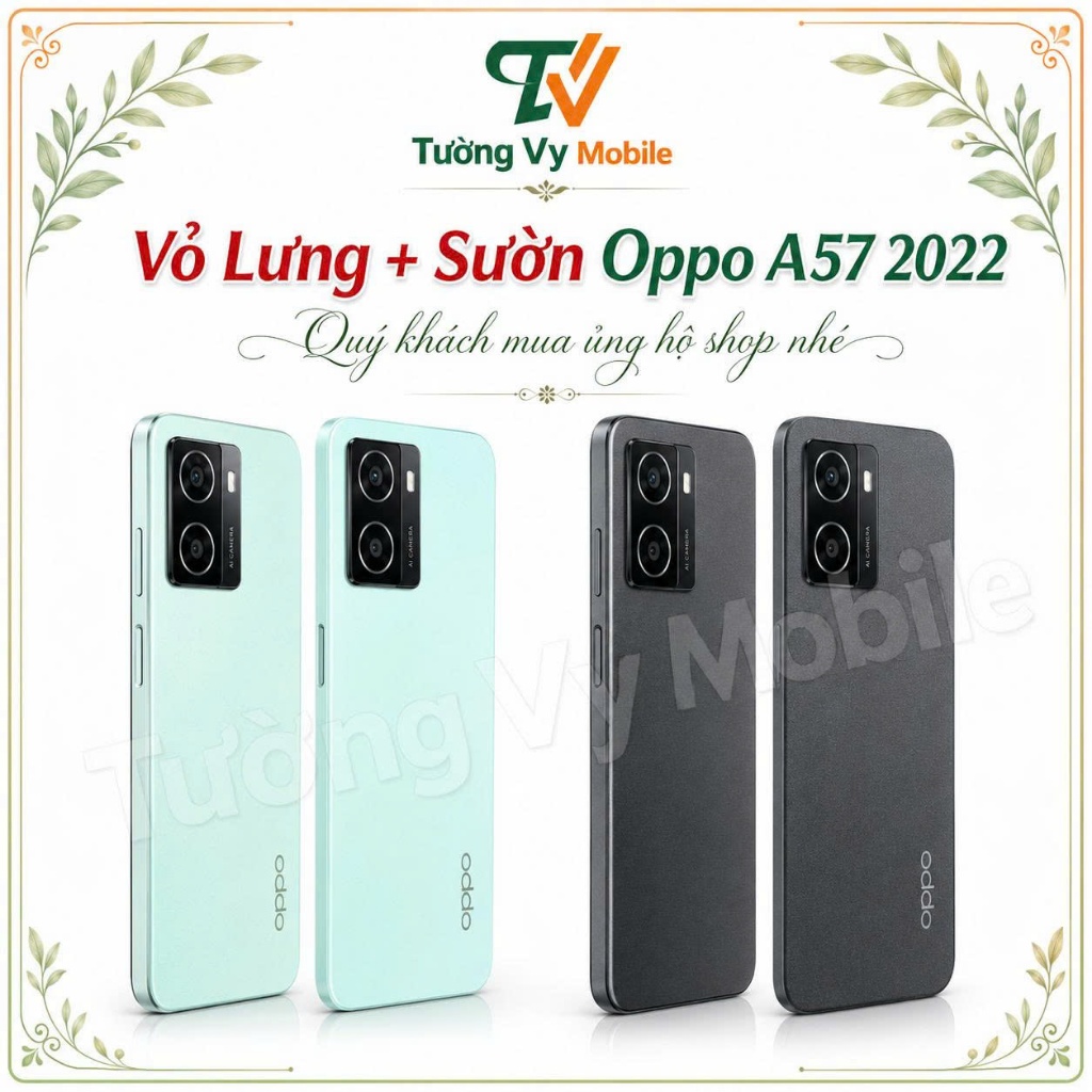 Vỏ lưng + viền Oppo A57 2022, A77s ,kèm kính camera ,khay sim