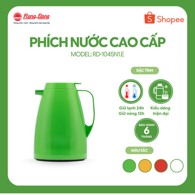 Phích Pha trà Rạng Đông, phích nước giữ nhiệt Rạng Đông 1 Lít Vỏ nhựa ABS Model: RD 1045 N1.E
