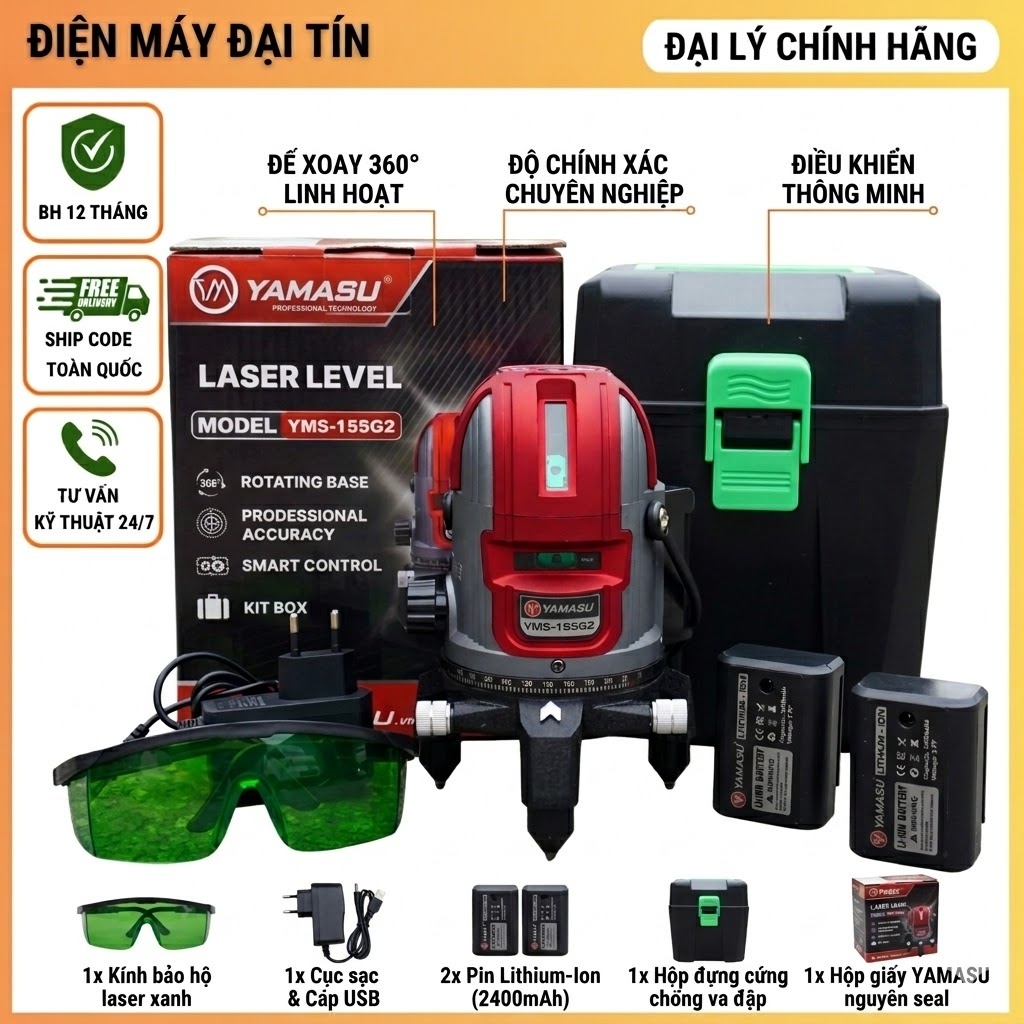 (Chính hãng) Máy cân mực 5 tia xanh Yamasu YMS -155G2 (có Vat)