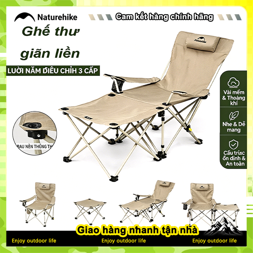 Naturehike đa chức năng điều chỉnh Lounge Chair Cắm trại có thể tháo rời Lounge Chair Trọng lượng tố